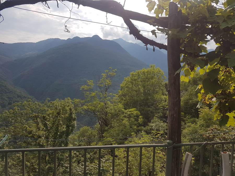 View over the mountain valley near Cannobio in evening light